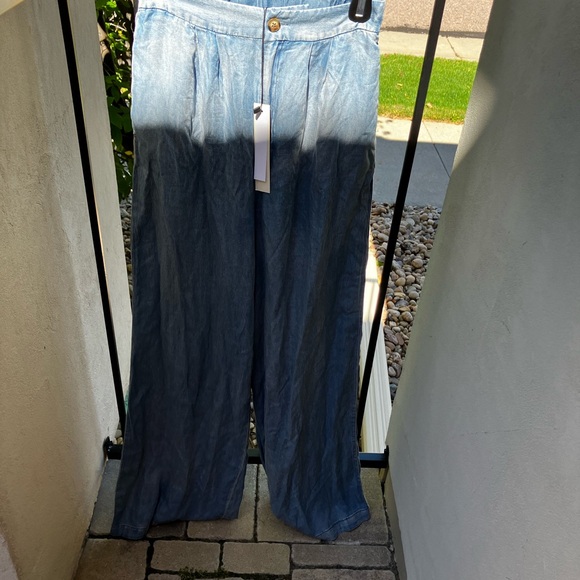 Mustard Seed Elastic Wide Leg Pants In Denim In Blue - Picture 5 of 6